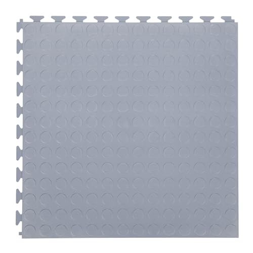 FlooringInc's 4.5mm Flex Nitro Hidden Interlocking Garage Floor Tiles, Flexible PVC Garage Tiles Flooring for a Stronger & Safer Garage, Workshop or Shed, Coin, Light Gray, 4 Tiles (20.5"x20.5")