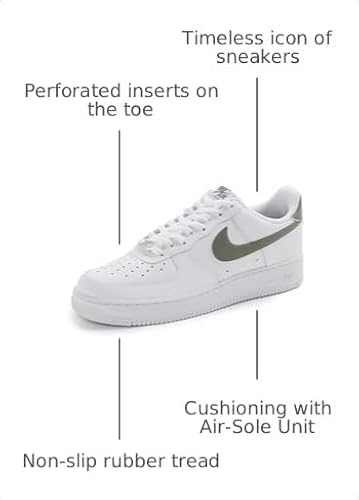 Nike Men's Air Force 1 '07 ESS Sneakers, White/Lt Army, 11.5 Medium US