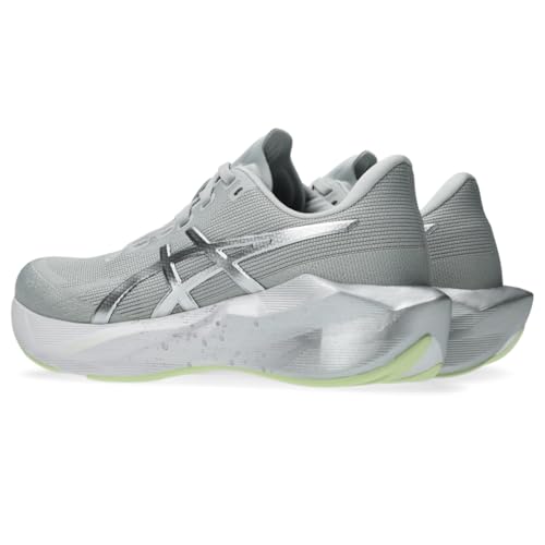 ASICS Womens, Novablast 6 Platinum, Platinum/Glow Green, 12, Medium