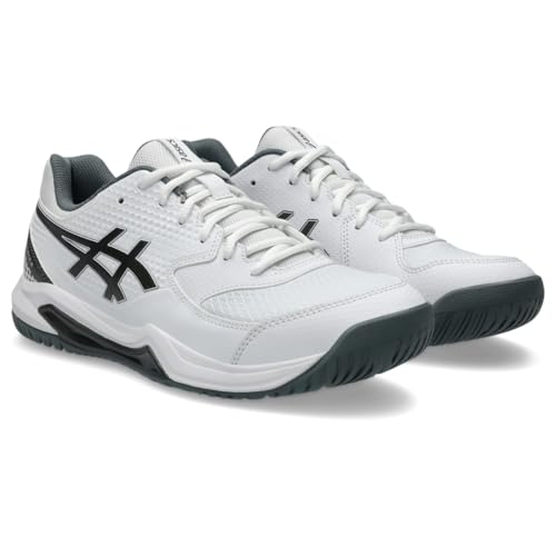 ASICS Men's Gel-Dedicate 8 Pickleball Shoes, 7.5, White/Gunmetal