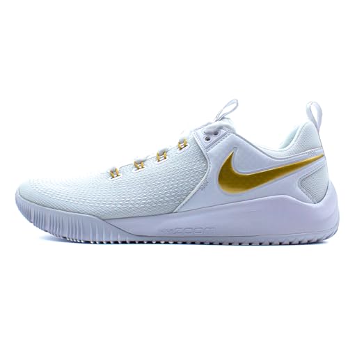 Nike Women's Zoom Hyperace 2 Volleyball Shoe, White/Metallic Gold, 8 US