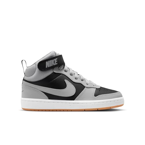 Nike Big Kid's Court Borough Mid 2 Shoes, Black/Light Smoke Grey-White-Gum Medium Brown, 6Y