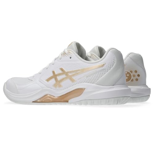 ASICS Women's Gel-Dedicate 9 Pickleball Tennis Shoes, 8, White/Champagne