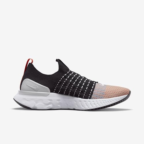 Nike Men's React Phantom Run Flyknit 2 Sneaker, Black/White/Team Orange, 10.5
