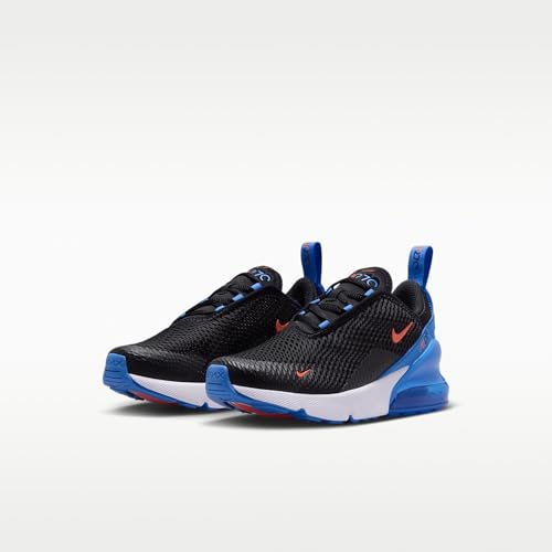 Nike Air Max 270 Little Kids' Shoes (Black/Blue Crystal/White/Turf Orange) Size 1.5