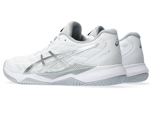 ASICS Women's Gel-Tactic 12 Volleyball Shoes, 10, White/Pure Silver