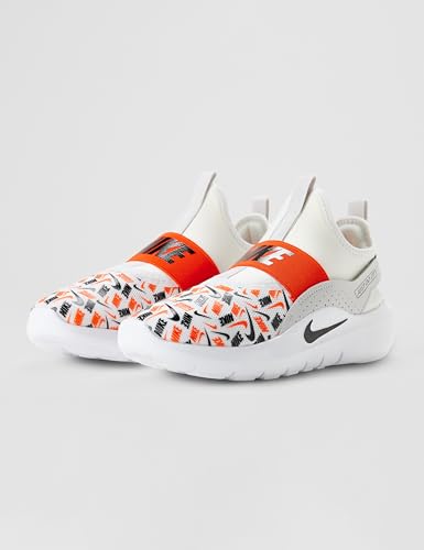 Nike Little Kid's Flex Runner 4 AOP, White/Black-Safety Orange-Vast Grey, 2Y