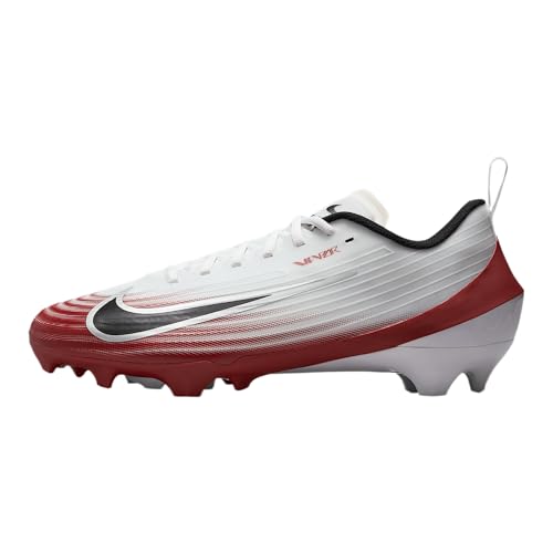 Nike Vapor Speed 3 Football Cleats (HM8849-102, White/Team Crimson/Metallic Silver/Black) Size 8.5