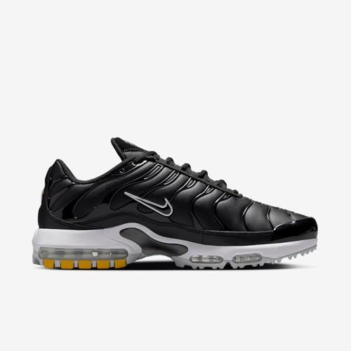 Nike Air Max Plus Golf Shoes (FZ4150-001, Black/Gold/Salsa Red/White) Size 10.5