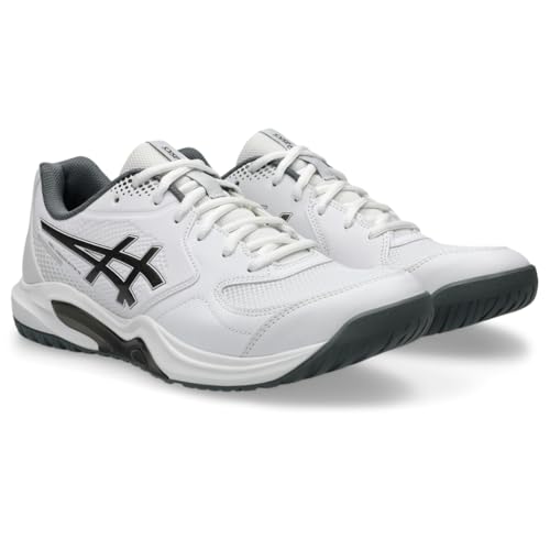 ASICS Men's Gel-Dedicate 9 Pickleball Tennis Shoes, 10, White/Gunmetal
