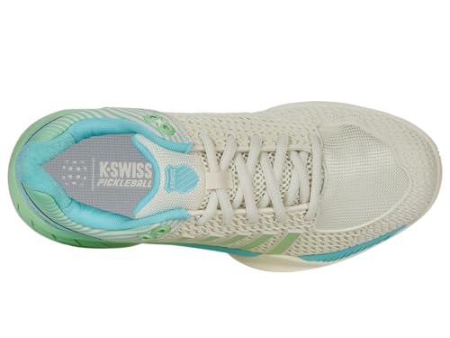 K-Swiss Women’s Express Light Pickleball Shoes – Lightweight Breathable Court Shoe, Stable Support, Durable Toe Protection, Egret/Patina Green, 9 W