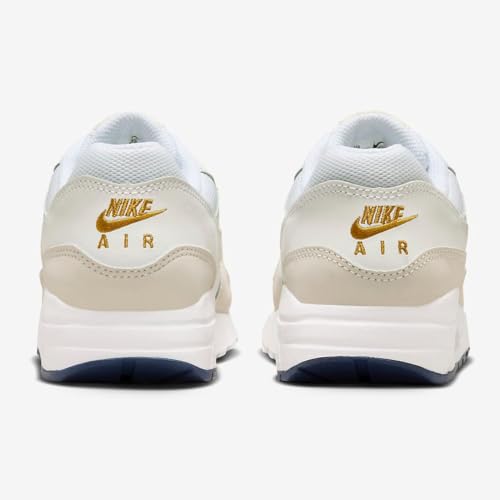 NIKE Air Max 1 Big Kids' Shoes (DZ3307-103, White/Bronzine/Barely Volt/Light Orewood Brown) Size 6