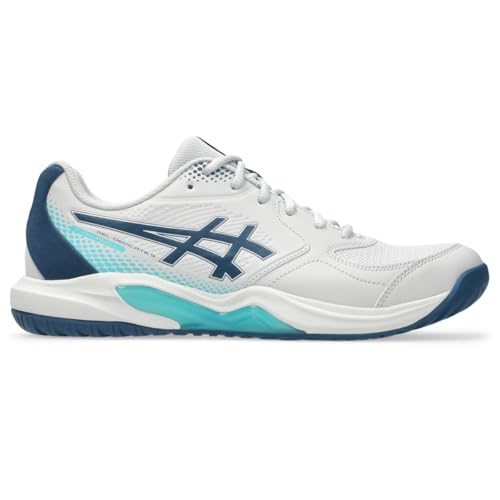 ASICS Men's Gel-Dedicate 9 Pickleball Tennis Shoes, 10.5, Concrete/MAKO Blue