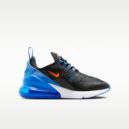 Nike Air Max 270 Big Kids' Shoes (Black/Blue Crystal/White/Turf Orange) Size 4.5