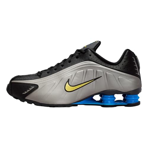 Nike Shox R4 Men's Shoes (Black/Metallic Pewter/Light Photo Blue/Canary) Size 12