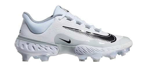 Nike Alpha Huarache Elite 4 Low MCS FD6255-100 White-Grey-Black Men's Baseball Cleats 10.5 US