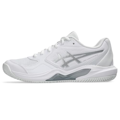 ASICS Women's Gel-Dedicate 9 Clay Tennis Shoes, 7.5, White/Pure Silver
