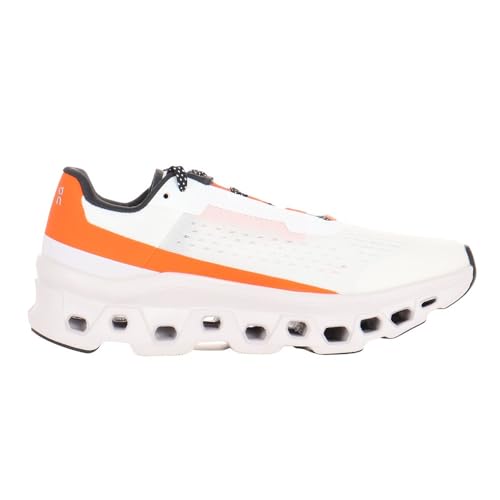 On Women's Cloudmonster 1 Running Shoes, Undyed-White/Flame, 8 US