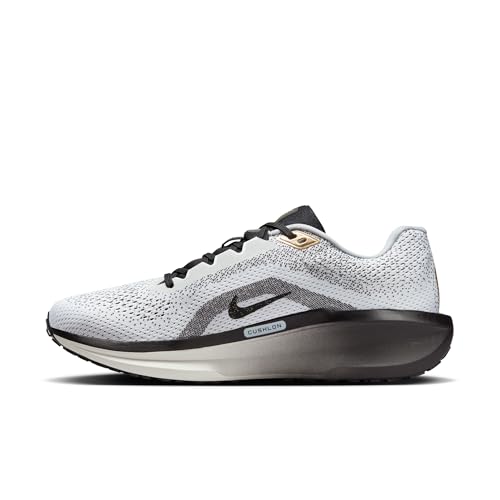 Nike Winflo 11 SE Men's Road Running Shoes (HQ7975-100, White/Metallic Gold/Light Smoke Grey/Black) Size 13