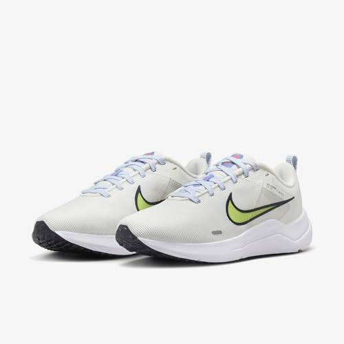 Nike Downshifter 12 (DD9294-104, Summit White/White/Obsidian/Lime Blast) Size 10.5