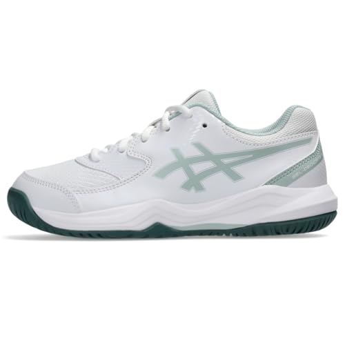 ASICS Kid's Gel-Dedicate 8 Grade School Tennis Shoes, 2, White/Cold Moss
