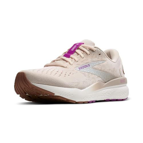 Brooks Women’s Ghost 16 Neutral Running Shoe - Almond Peach/Coconut/Purple - 6.5 Medium