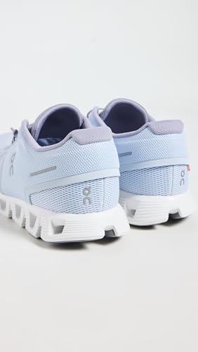On Women's Cloud 5 Sneakers, Heather/Fossil, Blue, 6 Medium US