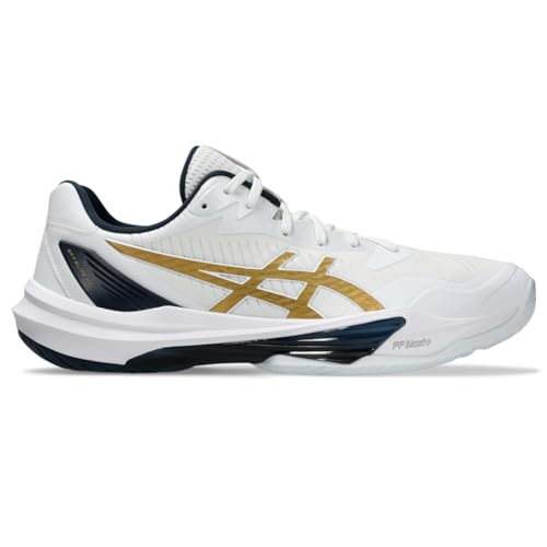 ASICS Men's Sky Elite FlyteFoam 3 Volleyball Shoes, 6.5, White/Pure Gold