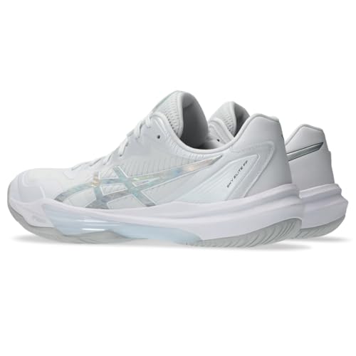 ASICS Unisex Sky Elite FlyteFoam 3 Volleyball Shoes, 10M / 11.5W, White/Pure Silver