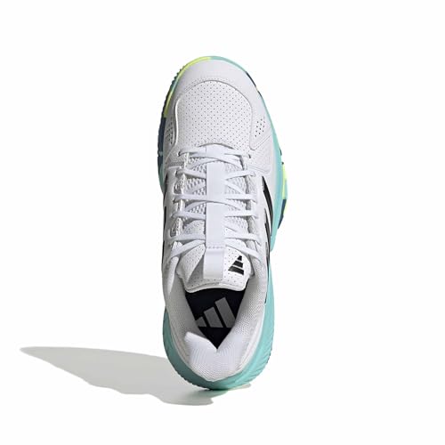 adidas Women's Court Flight, White/Black/Flash Aqua, 6