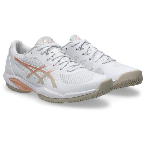 ASICS Women's Solution Swift FF 2 Tennis Shoes, 7.5, White/Cantaloupe