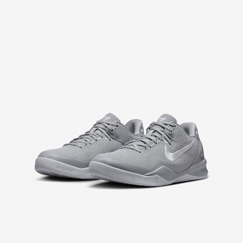 Kobe 8 Big Kids' Basketball Shoes (FN0266-003, Wolf Grey/Wolf Grey/White) Size 5