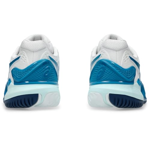 ASICS Resolution 9 Scarpa da Tennis per Campi Veloci per Donna, White Teal Blue, 5.5 US
