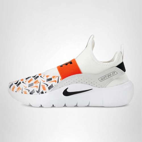Nike Little Kid's Flex Runner 4 AOP, White/Black-Safety Orange-Vast Grey, 2Y