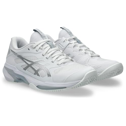 ASICS Women's Solution Speed FF 4 Clay Tennis Shoes, 8, White/Pure Silver