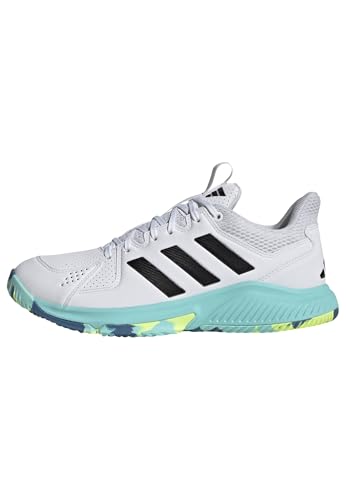 adidas Women's Court Flight, White/Black/Flash Aqua, 6