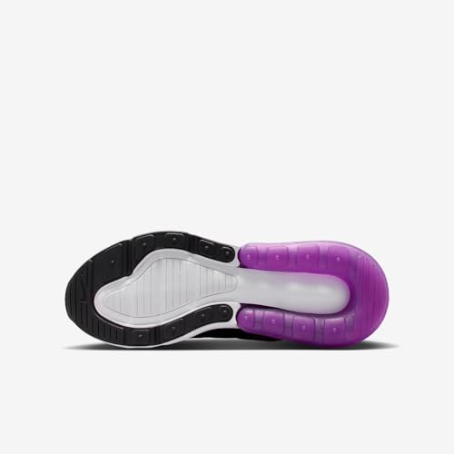 Nike Air Max 270 Big Kids' Shoes (Black/Vivid Purple/White) Size 6