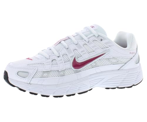 Nike P-6000 GS Boys Shoes Size 5.5, Color: White/Sweet Beet/Metallic Platinum