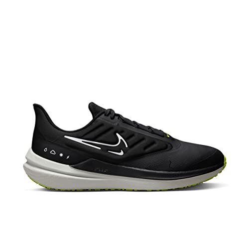 Nike Winflo 9 Shield Men's Weatherized Road Running Shoes (DM1106-001, Black/Dark Smoke Grey/Volt/White) Size 10