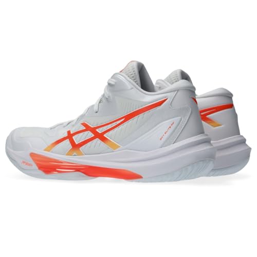 ASICS Women's Sky Elite FlyteFoam Mid Top 3 Volleyball Shoes, 9, White/Vivid Coral