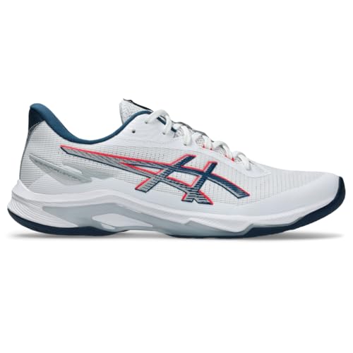 ASICS Men's Netburner Ballistic FlyteFoam 4 Volleyball Shoes, 11.5, White/MAKO Blue