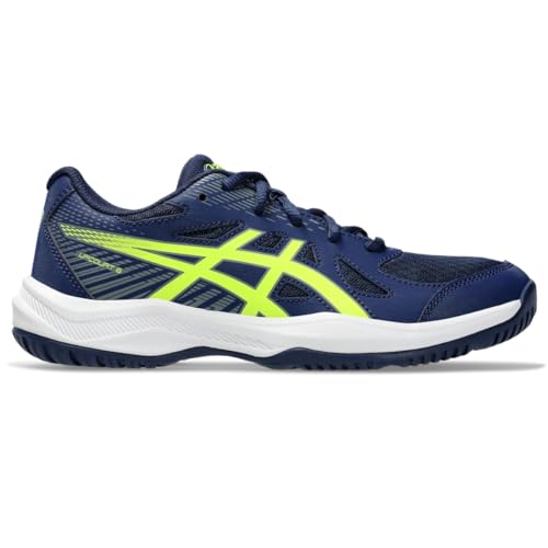ASICS Kid's Upcourt 6 Grade School Volleyball Shoes, 2, Blue Expanse/Safety Yellow