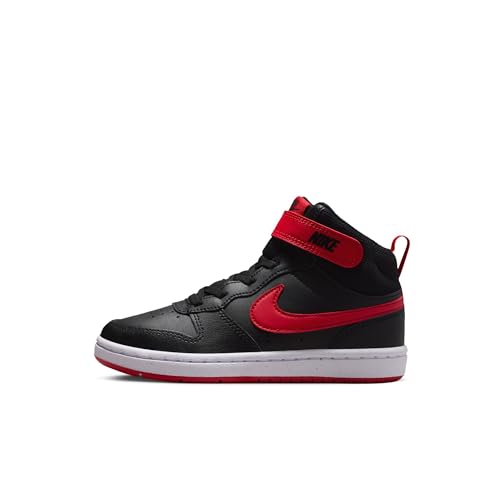 Nike Little Kids' Court Borough Mid 2 Shoes, Black/University Red-White, 13.5C