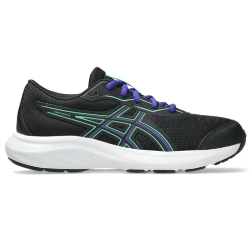 ASICS Kid's Contend 9 Grade School Running Shoes, 3, Black/Vital Green