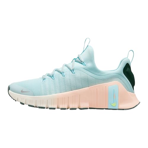 Nike Free Metcon 6 Premium Women's Workout Shoes (HV5228-474, Glacier Blue/Washed Coral/Vintage Green/Metallic Silver) Size 10