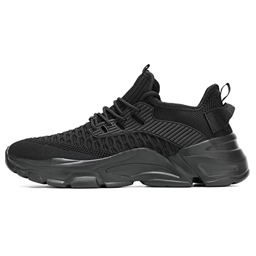 Srenket Men's Running Shoes Non Slip Shoes Breathable Lightweight Fashion Sneakers Slip Resistant Athletic Sports Walking Gym Work Shoes All Black
