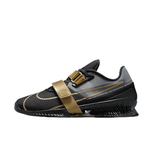 Nike Romaleos 4 Weightlifting Shoes (CD3463-001, Black/Metallic Gold/White/Metallic Gold) Size 8