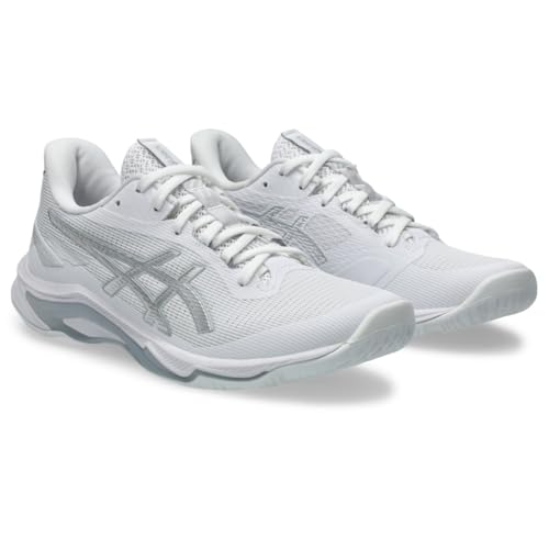 ASICS Women's Netburner Ballistic FlyteFoam 4 Volleyball Shoes, 10, White/Pure Silver