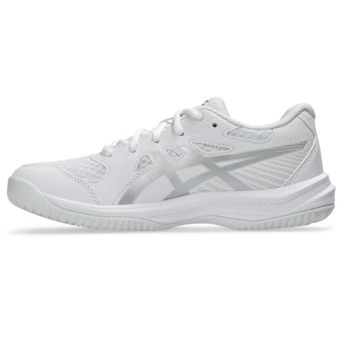 ASICS Kid's Upcourt 6 GS Volleyball Shoes, 4, White/Pure Silver