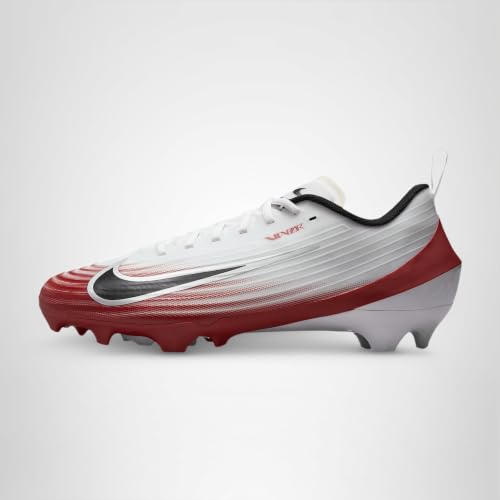 Nike Vapor Speed 3 Football Cleats (HM8849-102, White/Team Crimson/Metallic Silver/Black) Size 8.5